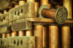 "Spools", abandoned silk mill, industrial, vintage, brown, color photograph