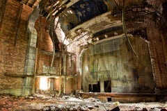 Used "The Palace", contemporary, abandoned, theater, Indiana, brick, color photograph