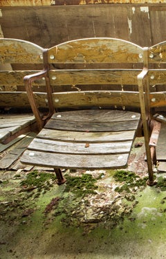 "The Race is Over", Contemporary, Race Track, Stadium, Green, Color Photograph