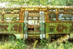 "Trolley Car #3309", Landscape, Green, Transportation, Print, Color Photograph