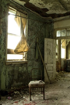 "Vanished", Contemporary, Abandoned, Dark, Chair, Doors, Color Photograph