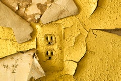 "Waning", Contemporary, Yellow Paint, Electrical Outlet, Color Photograph
