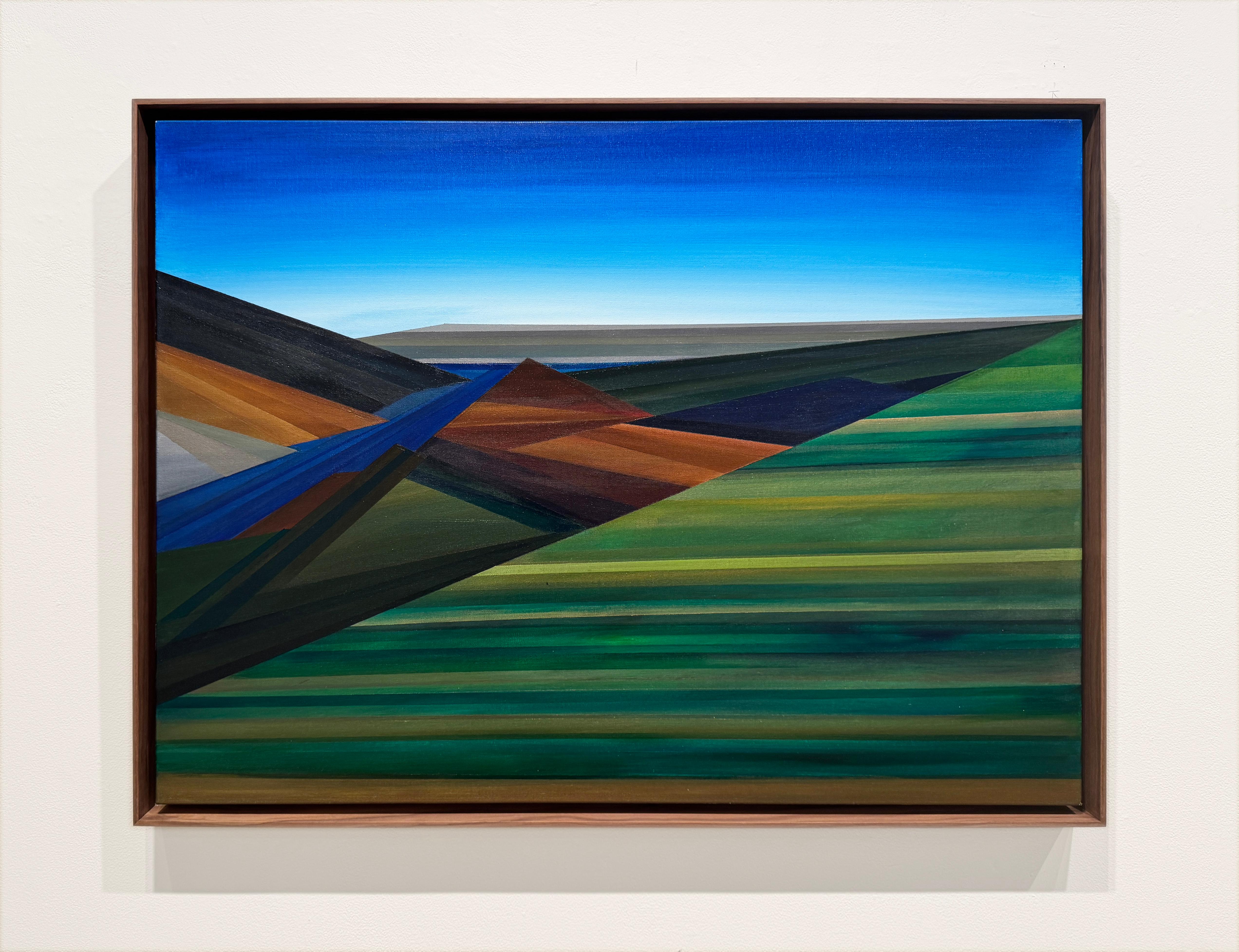 DOG MOUNTAIN - Geometrisch / Landschaft /Bunt – Painting von Rebecca Stenn