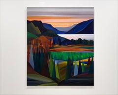 Orchards - Colorful Abstract Landscape Painting, Acrylic on Canvas