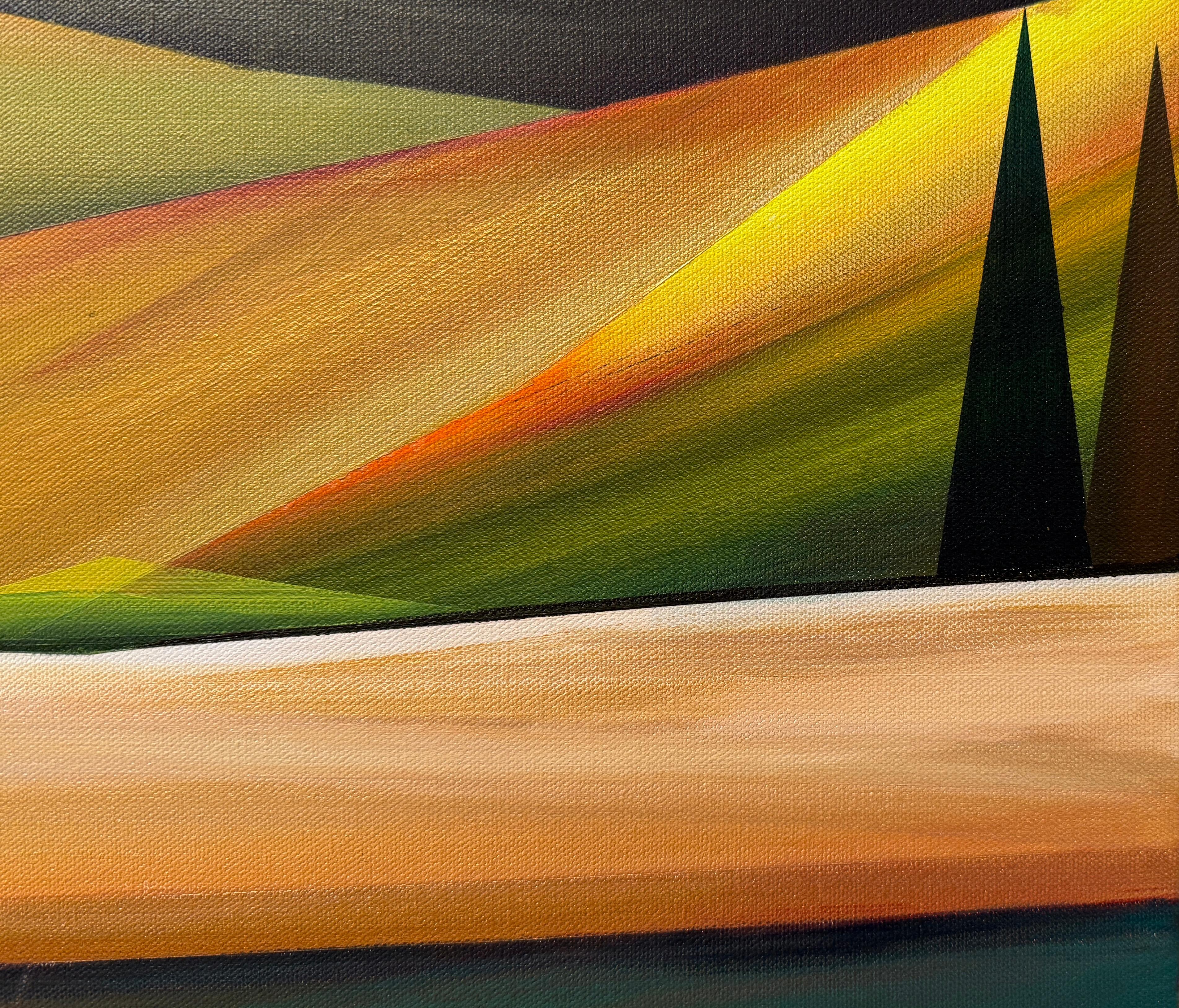 WHITE BARN - Zeitgenössische Landschaft / Farbenfroh / Abstrakt im Angebot 2