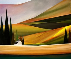 WHITE BARN - Contemporary Landscape / Colorful / Abstract