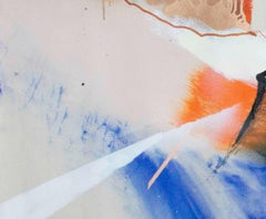 Holding Pattern, Abstract Mixed Media Painting Canvas Contemporary Blue Orange