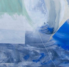 Inevitable Overflow II, Abstract Mixed Media Painting Canvas Contemporary Blue