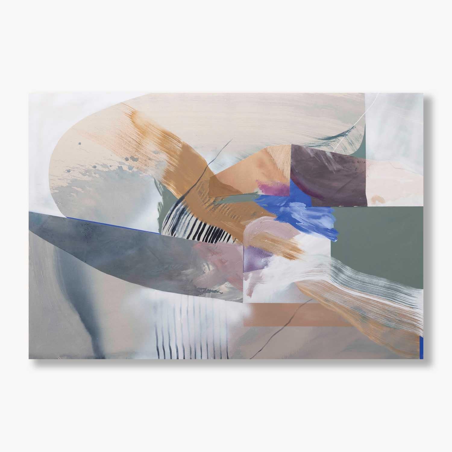 Partially Frozen: Abstract Mixed Media Painting on Canvas, 2010s, New, 42x64