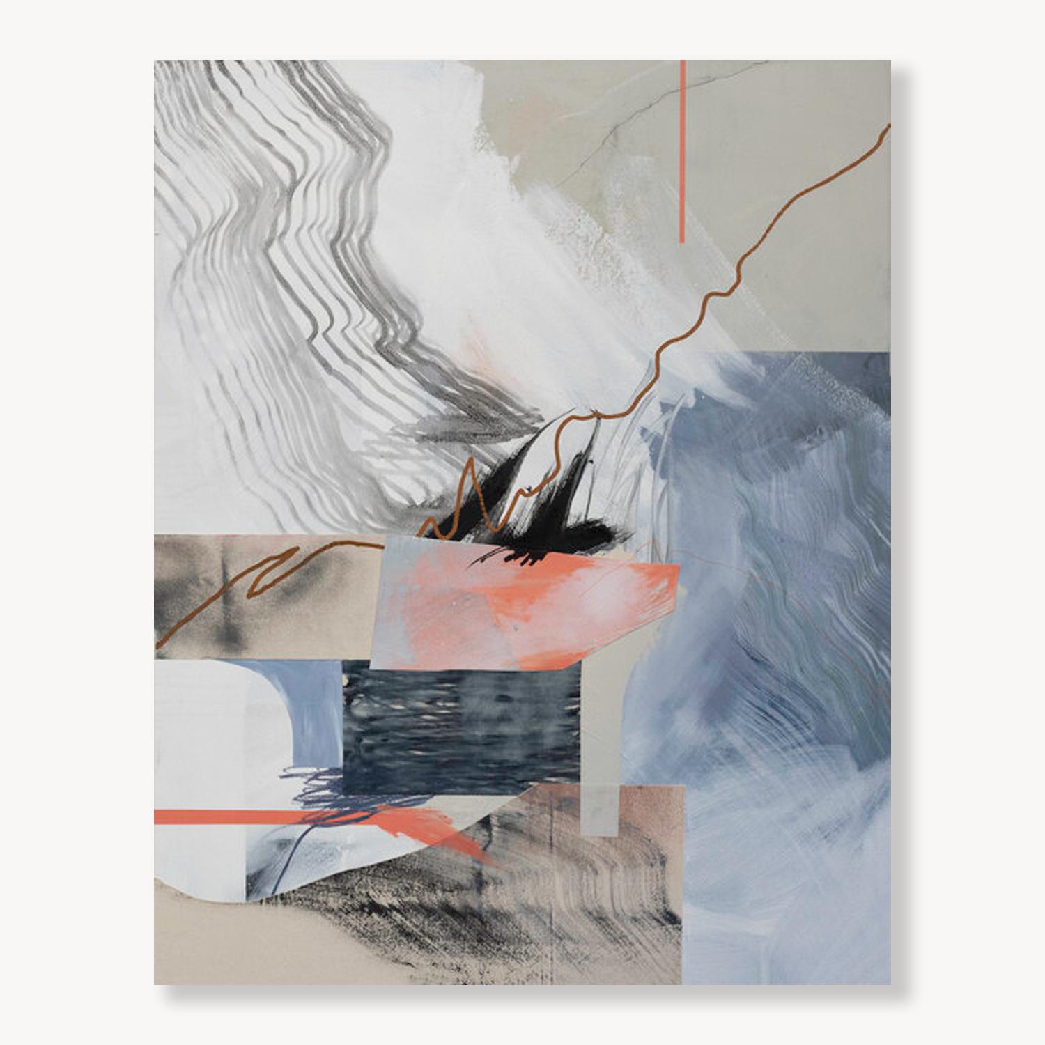 Stacked Against: Abstract Mixed Media on Canvas, 2010s, New, 48x36 - Painting by Rebecca Stern