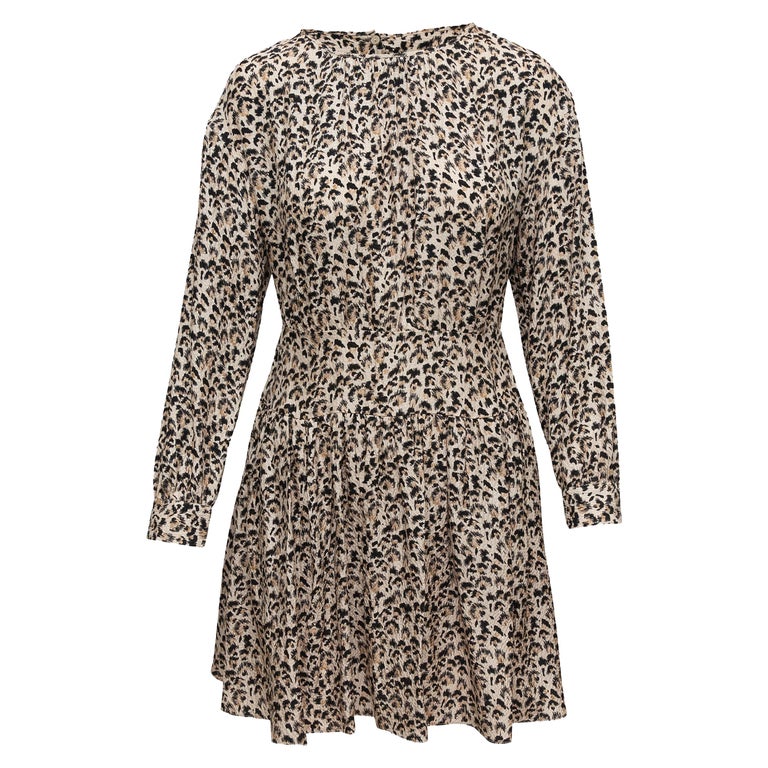 Rebecca Taylor Beige and Multicolor Silk Leopard Print Dress For Sale ...