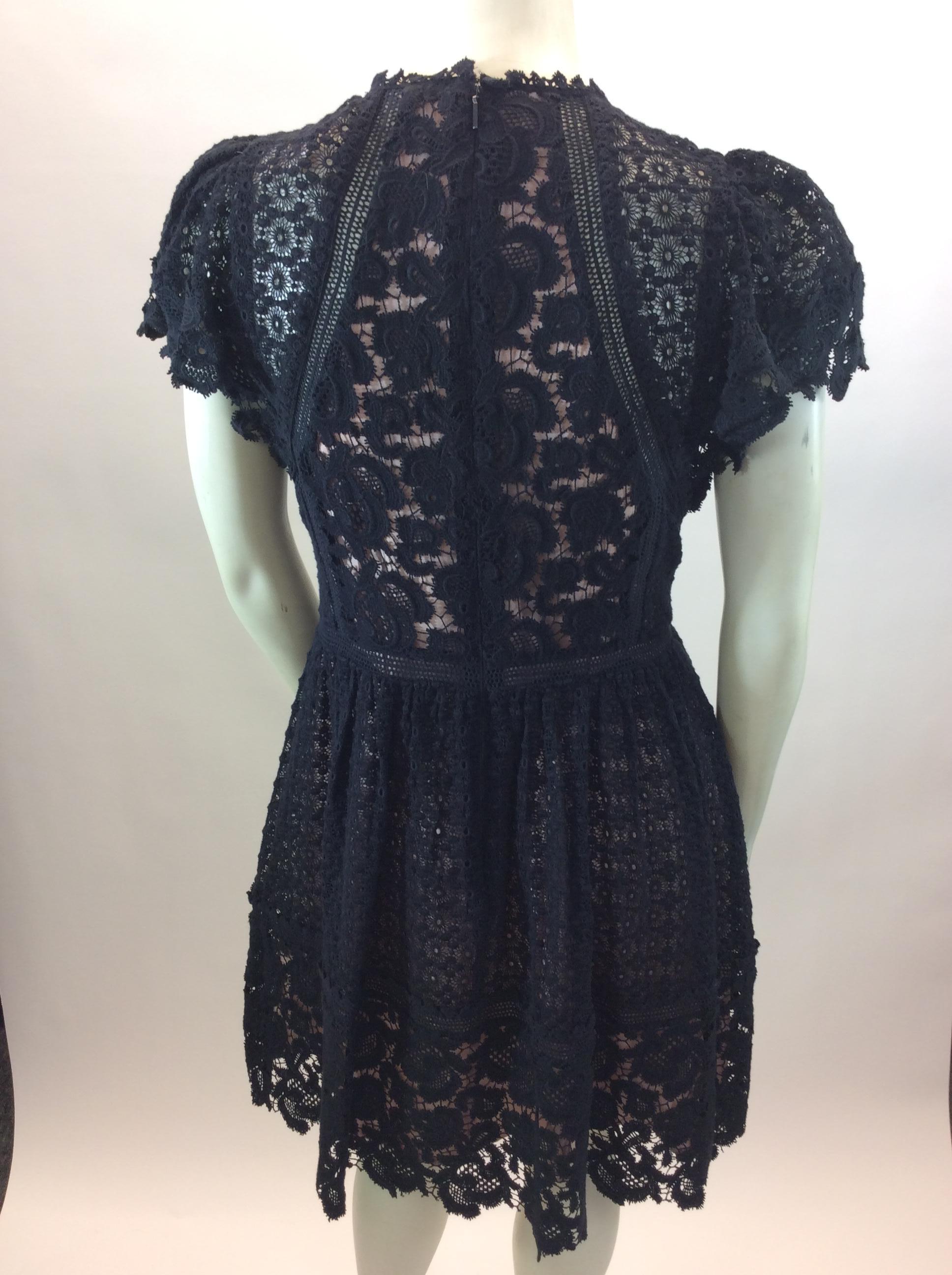 Rebecca Taylor Black Lace Dress NWT In New Condition For Sale In Narberth, PA