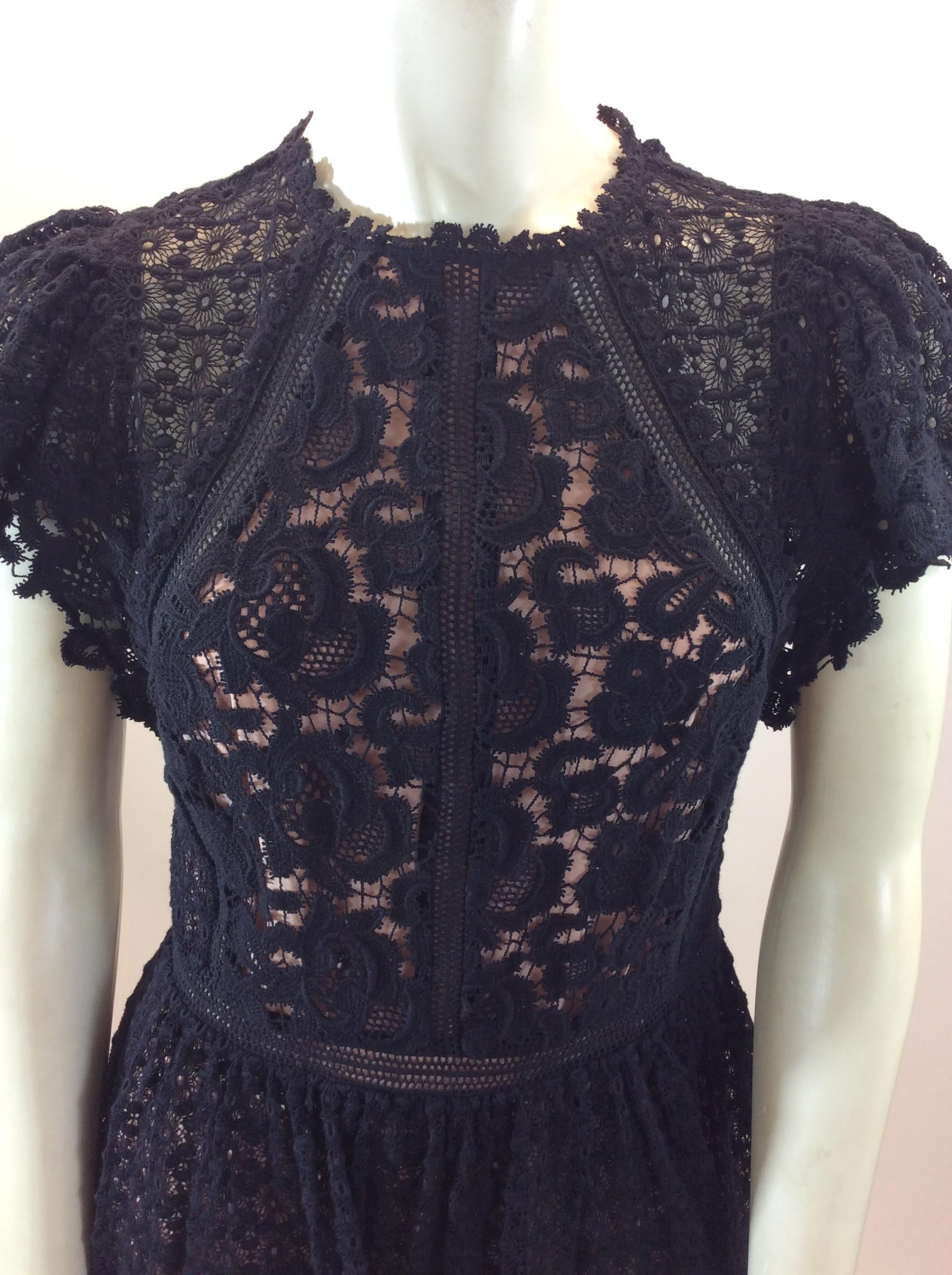 Rebecca Taylor Black Lace Dress NWT For Sale 1