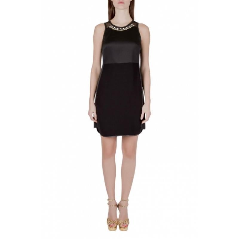 Rebecca Taylor Vestido negro de neopreno y malla con escote adornado S en venta 3