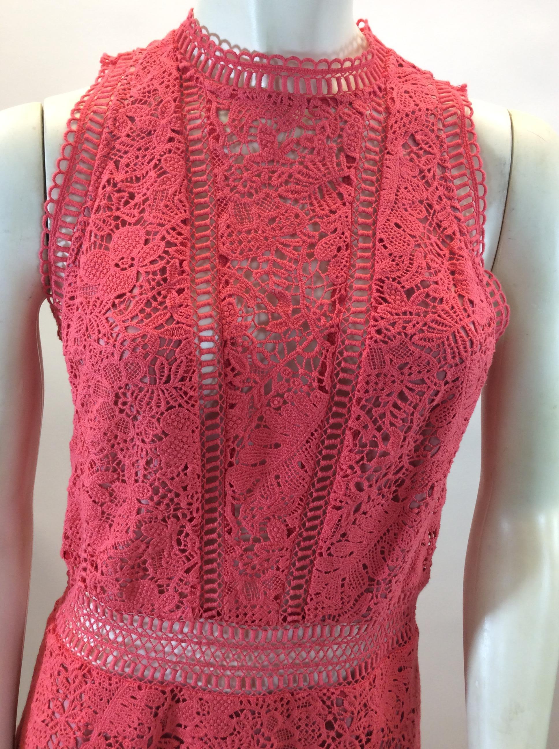 Women's Rebecca Taylor Coral Lace Dress For Sale