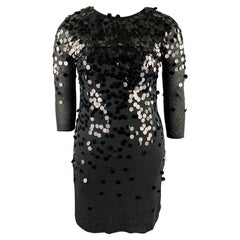 REBECCA TAYLOR Size 10 Black Payettes Tencel Blend Dress