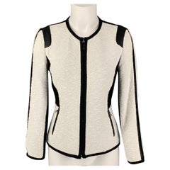 REBECCA TAYLOR Size 2 Black & White Cotton Blend Faux Leather Jacket