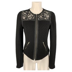 REBECCA TAYLOR Size 6 Black Acrylic Blend Mixed Fabrics Jacket