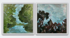 Used Overhanging and Redwood-blue diptych