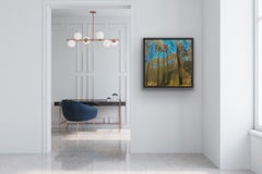 Golden Hour, Original Landscape Painting, Atmospheric Woodland Art, Tree Art