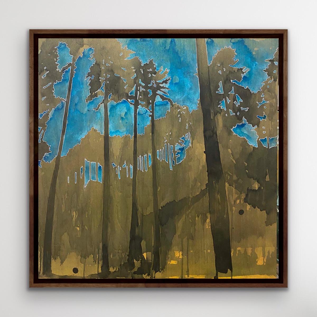 Goldene Stunde, Original-Landschaftsgemälde, atmosphärische Waldkunst (Zeitgenössisch), Painting, von Rebecca Tucker