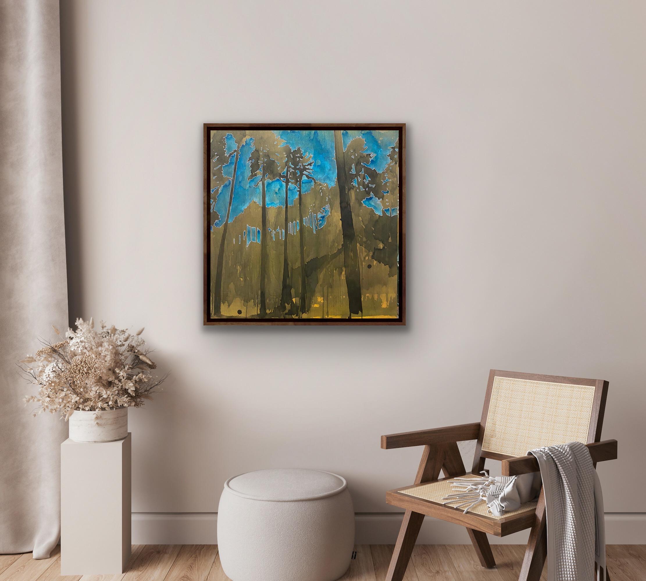 Golden Hour, Original Landscape Painting, Atmospheric Woodland Art, Tree Art For Sale 4
