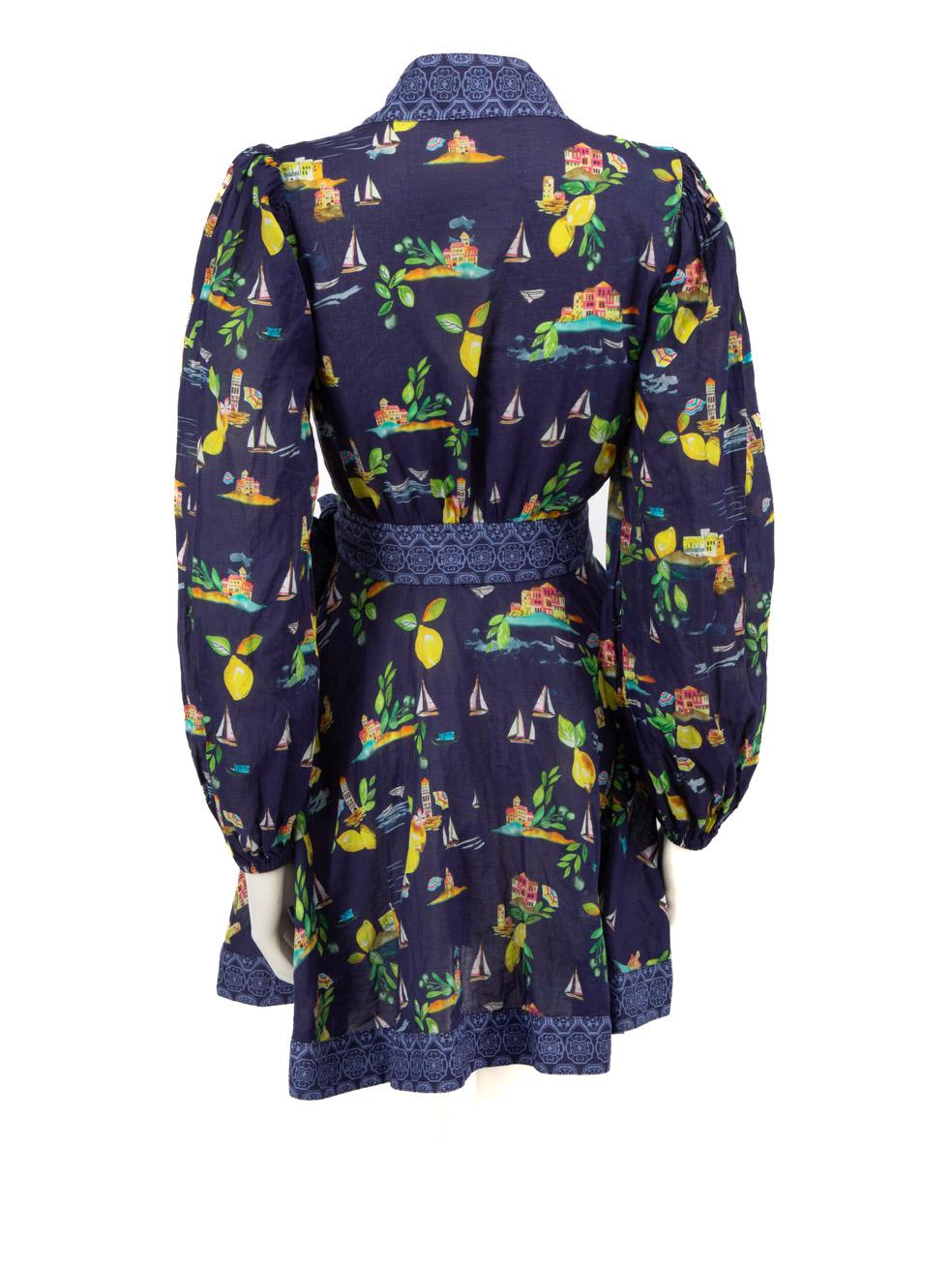 Purple Rebecca Vallance Navy Printed Mini Dress Size XS
