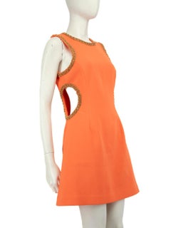Rebecca Vallance - Robe orange avec découpes et bordure dorée, taille L