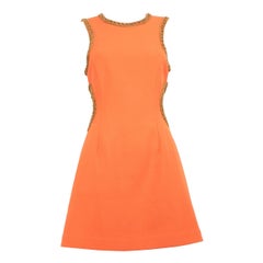 Rebecca Vallance Orange Cut Out Gold Trim Dress Size L