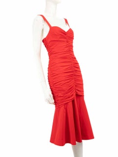 Rebecca Vallance Red Ruch Mermaid Midi Dress Size S