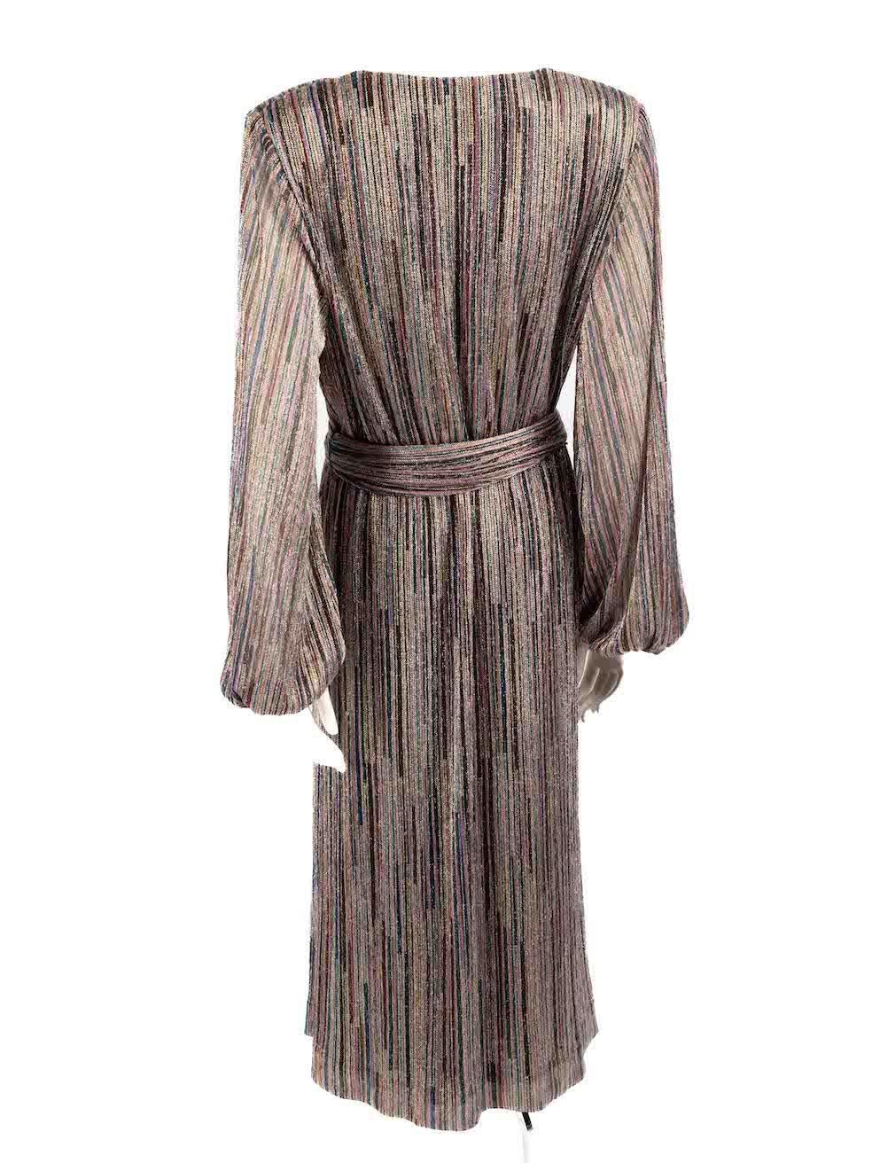 Rebecca Vallance Striped Metallic Bellagio Midi Dress Size XL In New Condition For Sale In London, GB
