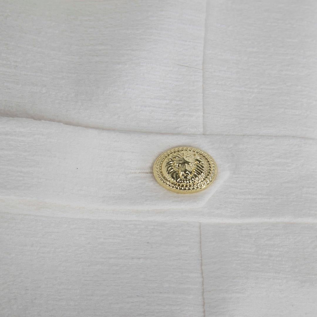 Beige Rebecca Vallance White Square Neck Gold Button Long Dress Size S