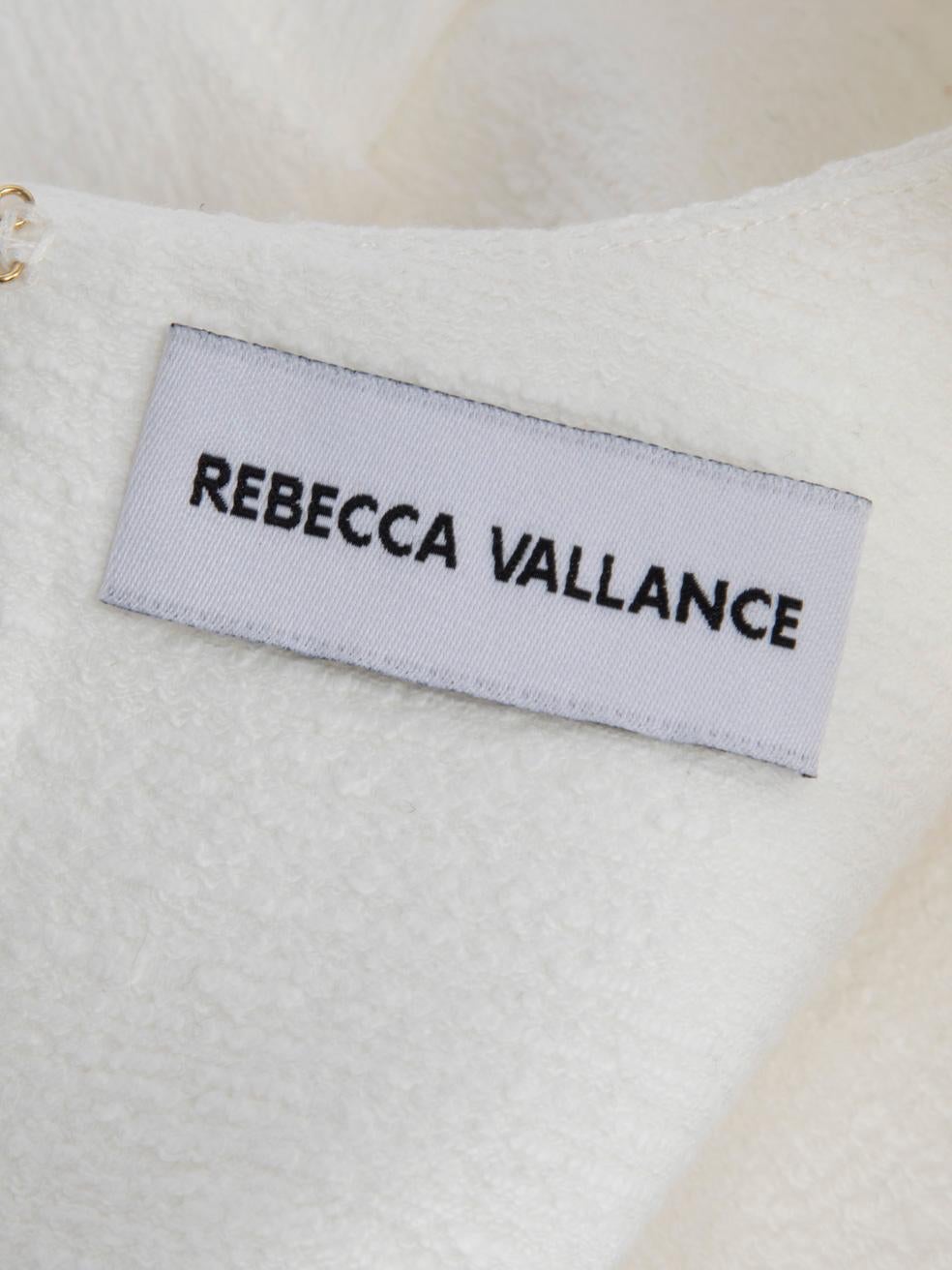 Rebecca Vallance White Square Neck Gold Button Long Dress Size S In New Condition In London, GB