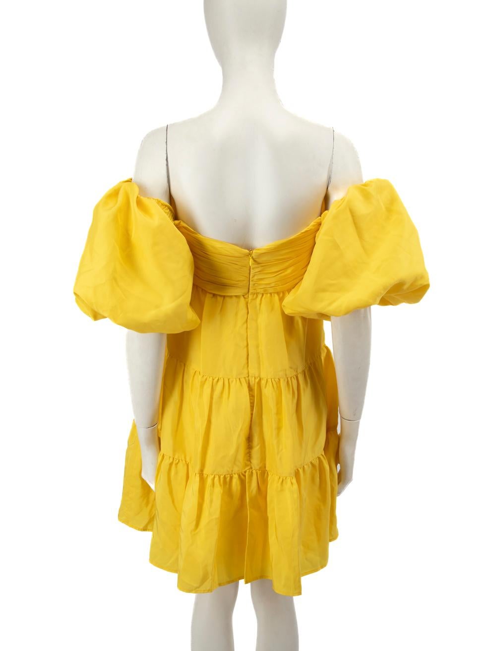 Rebecca Vallance Yellow Silk Off-Shoulder Dress Size S In New Condition In London, GB