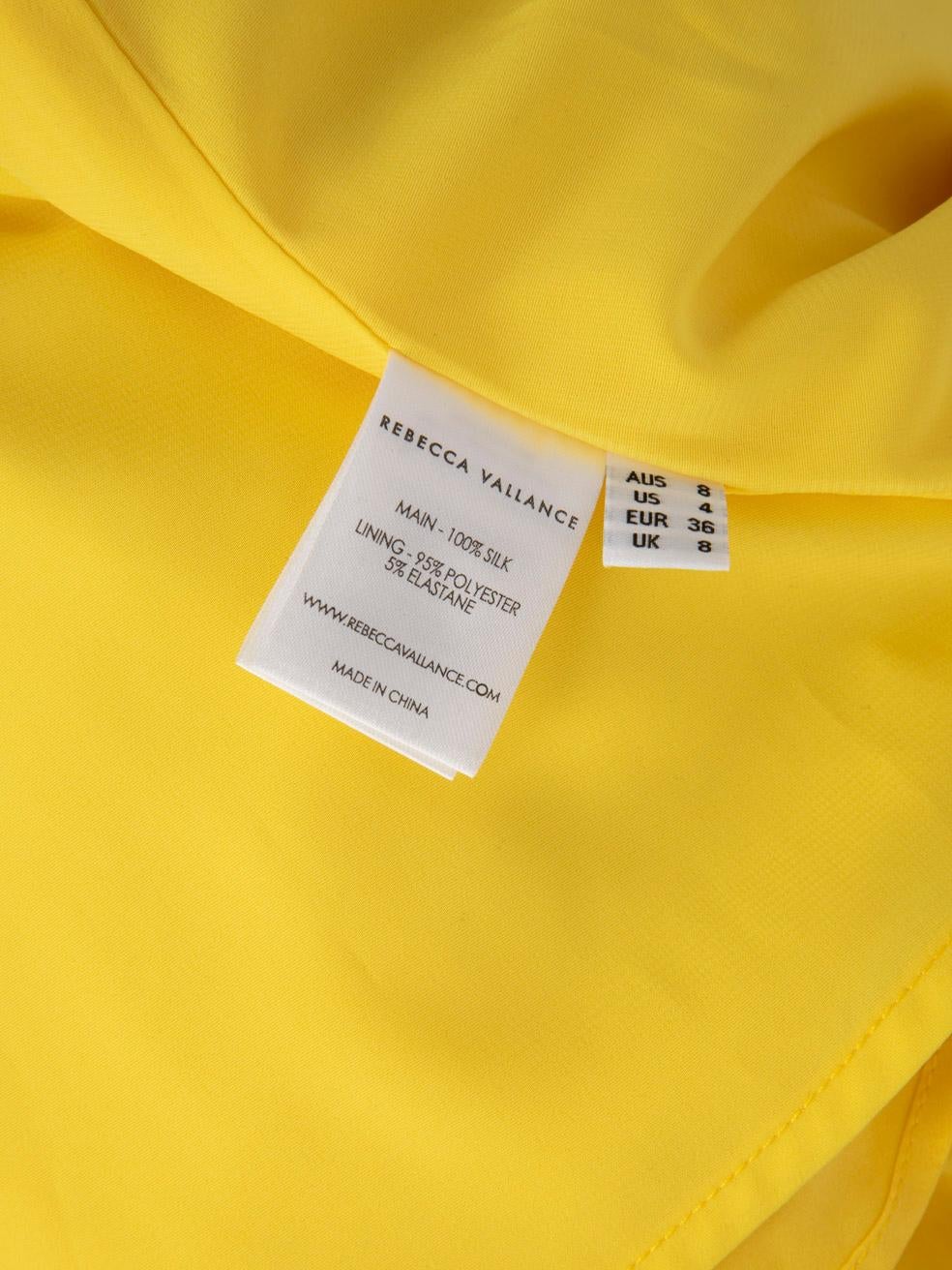 Rebecca Vallance Yellow Silk Off-Shoulder Dress Size S 2
