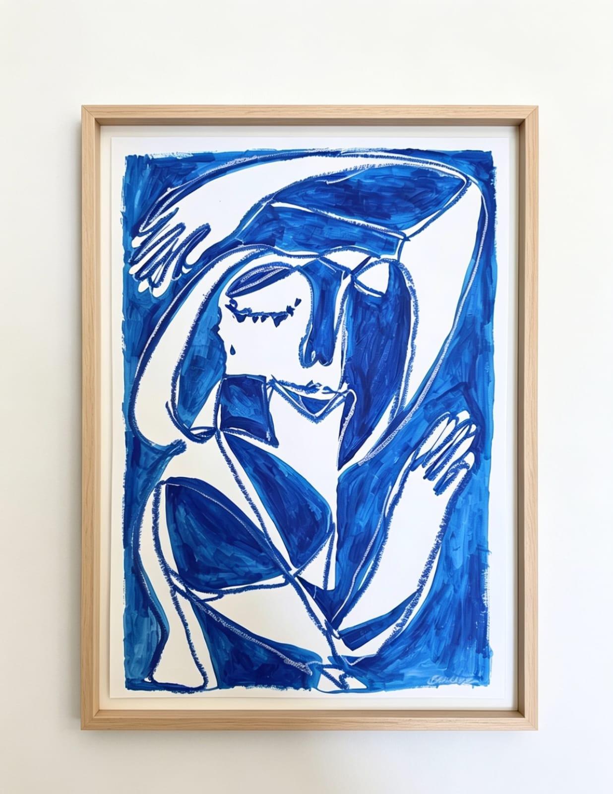 Rebecca Wing Sze Lam Figurative Painting - Foundational Series Studio Archive No. 322 Bold Original Blue Abstract