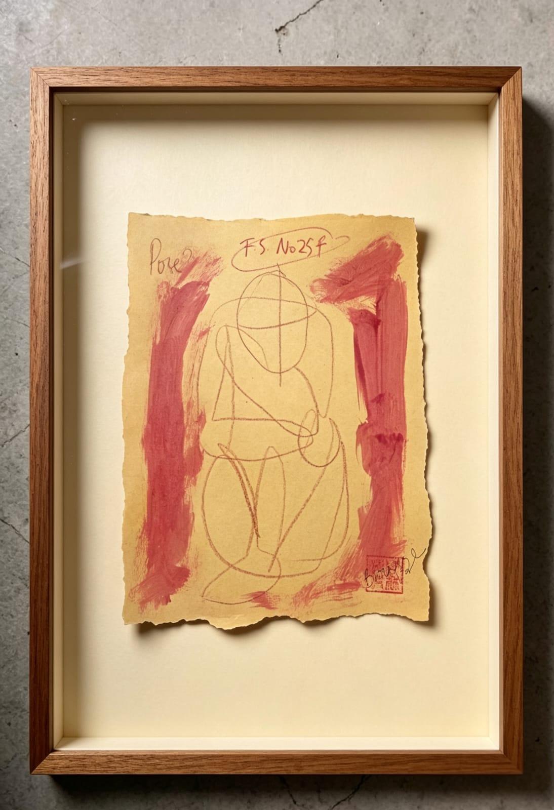 Foundational Studies 25(F)
 
The Composition
A poignant progression within the series, Foundational Studies 25(F) shifts the focus toward the nuances of gesture and weight. Executed on hand-torn archival paper, this study is a deliberate inquiry