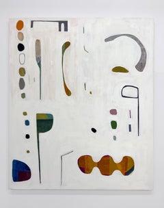 Forth Five, Dark Cobalt Blue, Olive Green, Ochre Geometric Shapes on White