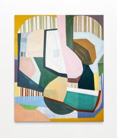 Forth One - Contemporary Pink Yellow Green Geometric Abstract Stripes, 2022