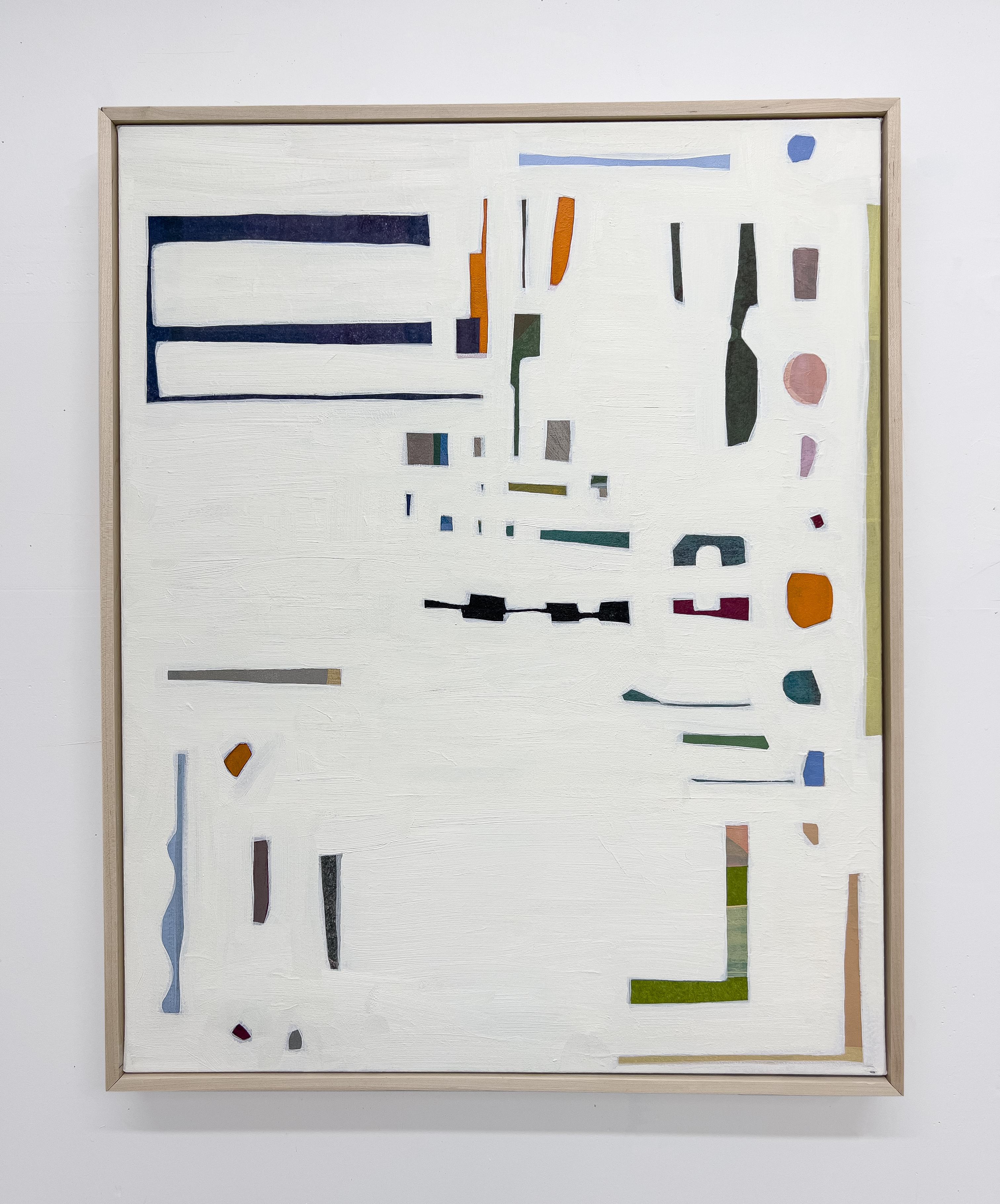 Mappa mentale Nove, Blu indaco scuro, Greene & Greene oliva, Rosa ocra Forme geometriche, Whiting - Painting di Rebekah Andrade