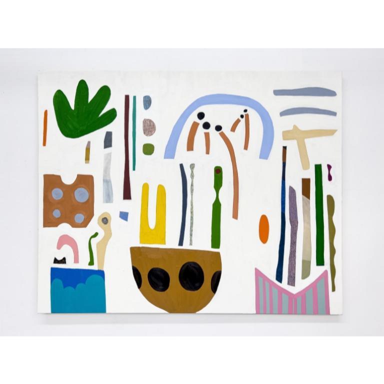 La festa in giardino, dipinto olio su tela di Rebekah Andrade, 2022
