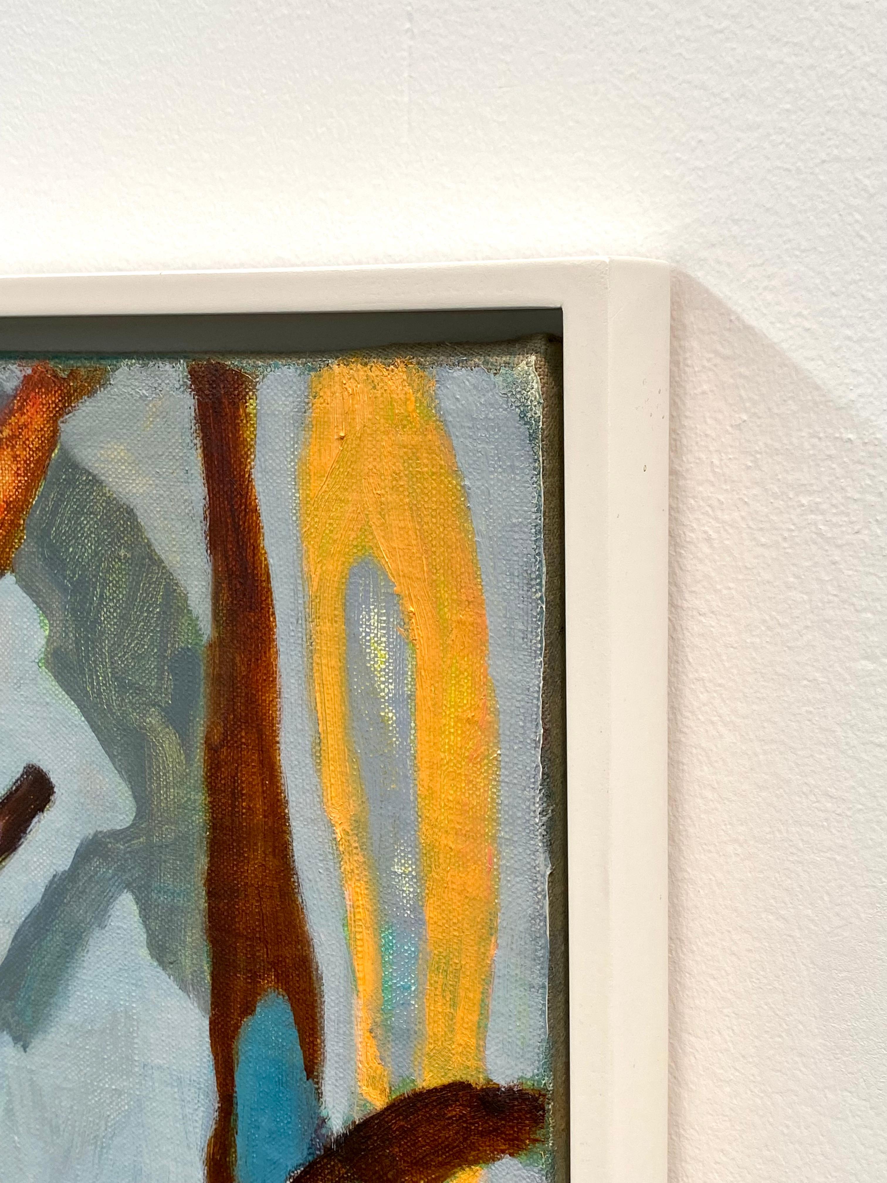 Gathering - Beige Abstract Painting by Rebekah Callaghan