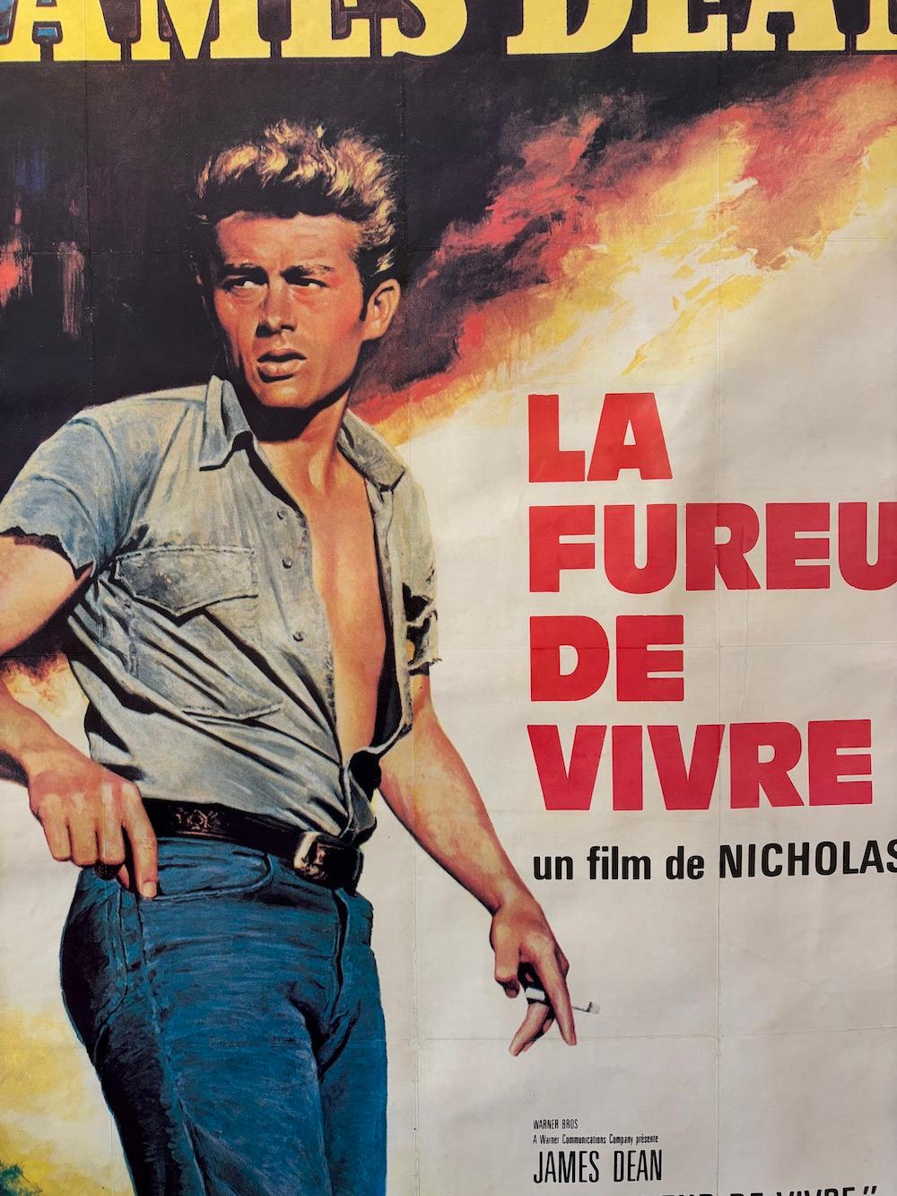 Mid-Century Modern  'Rebel Without a Cause' Original Vintage Retro French Film Poster, JAMES DEAN For Sale