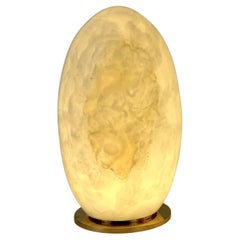 "Rebirth" Contemporary Italian White Alabaster and Brass Table Lamp