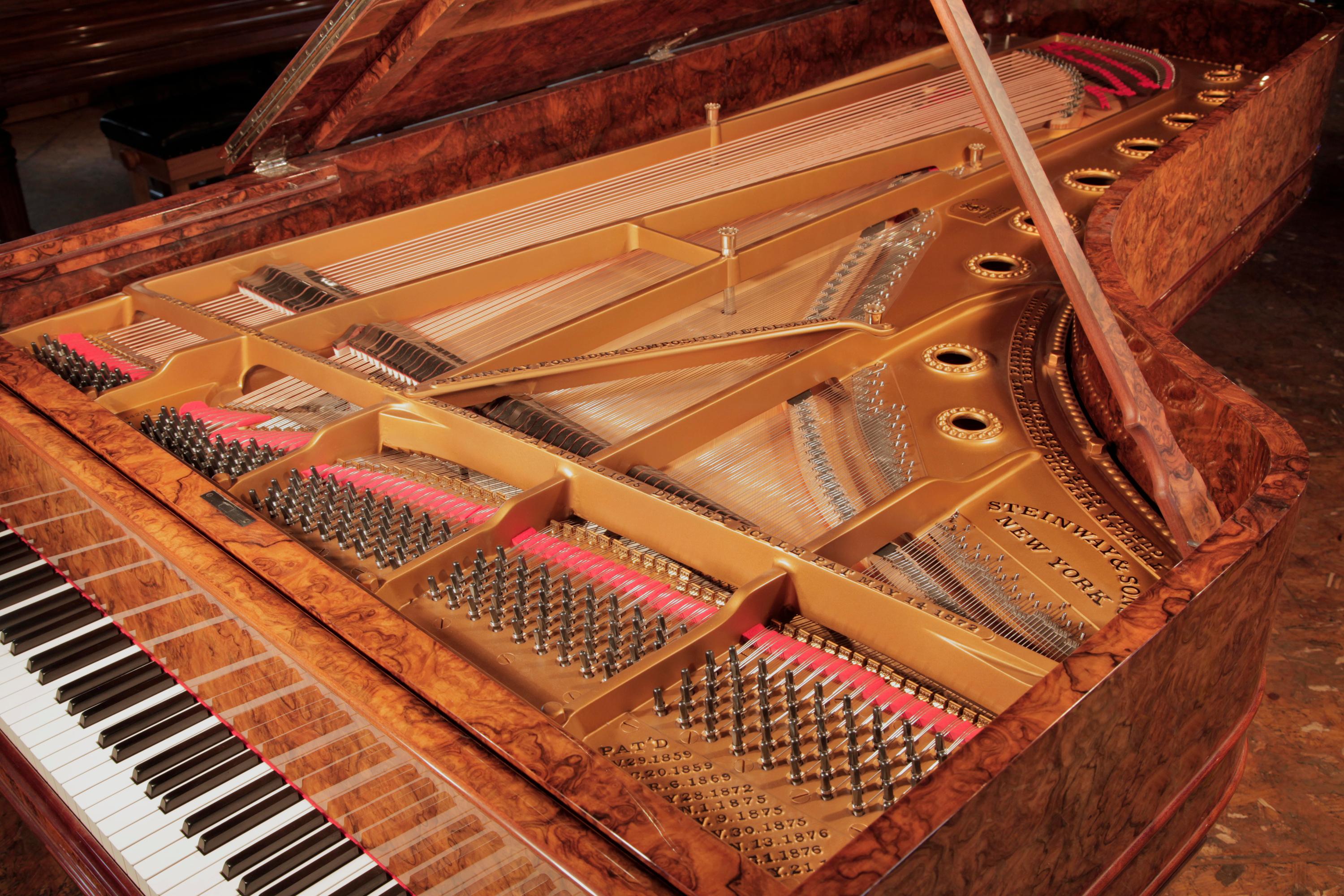 Rebuilt 1881 Steinway & Sons Model D Concert Grand Piano Burr Walnut For Sale 1