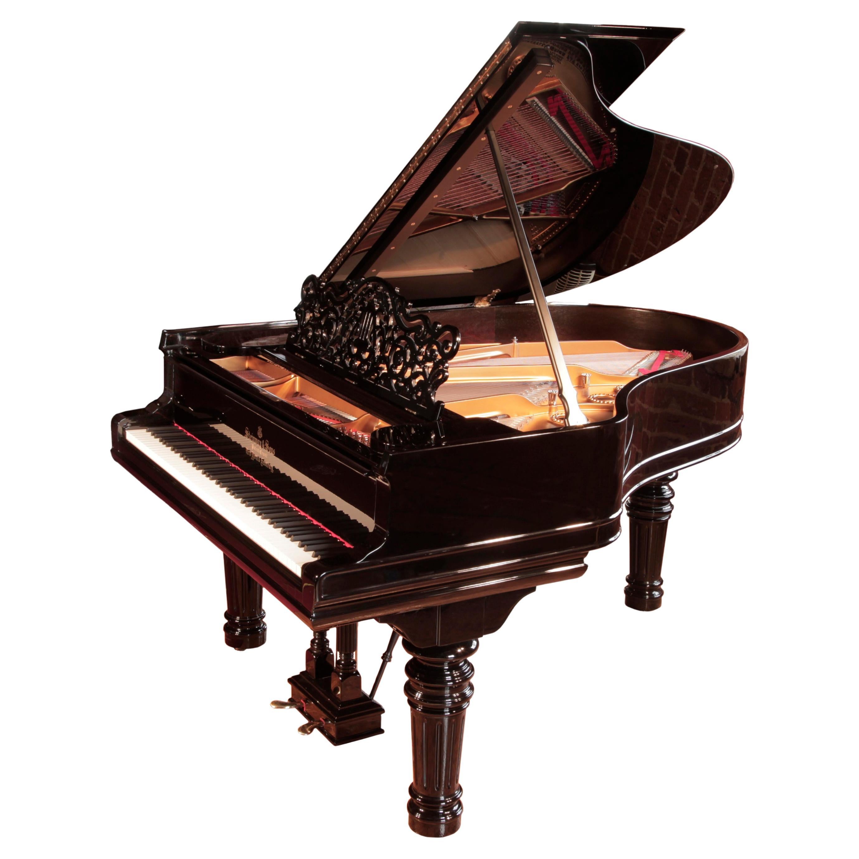 Pieds de tonneau cannelés noirs brillants Steinway modèle Grand Piano restaurés en vente