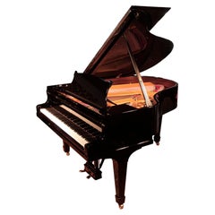 Rebauter Steinway Modell M Großer Klavierschrank mit Spatenbeinen, schwarz