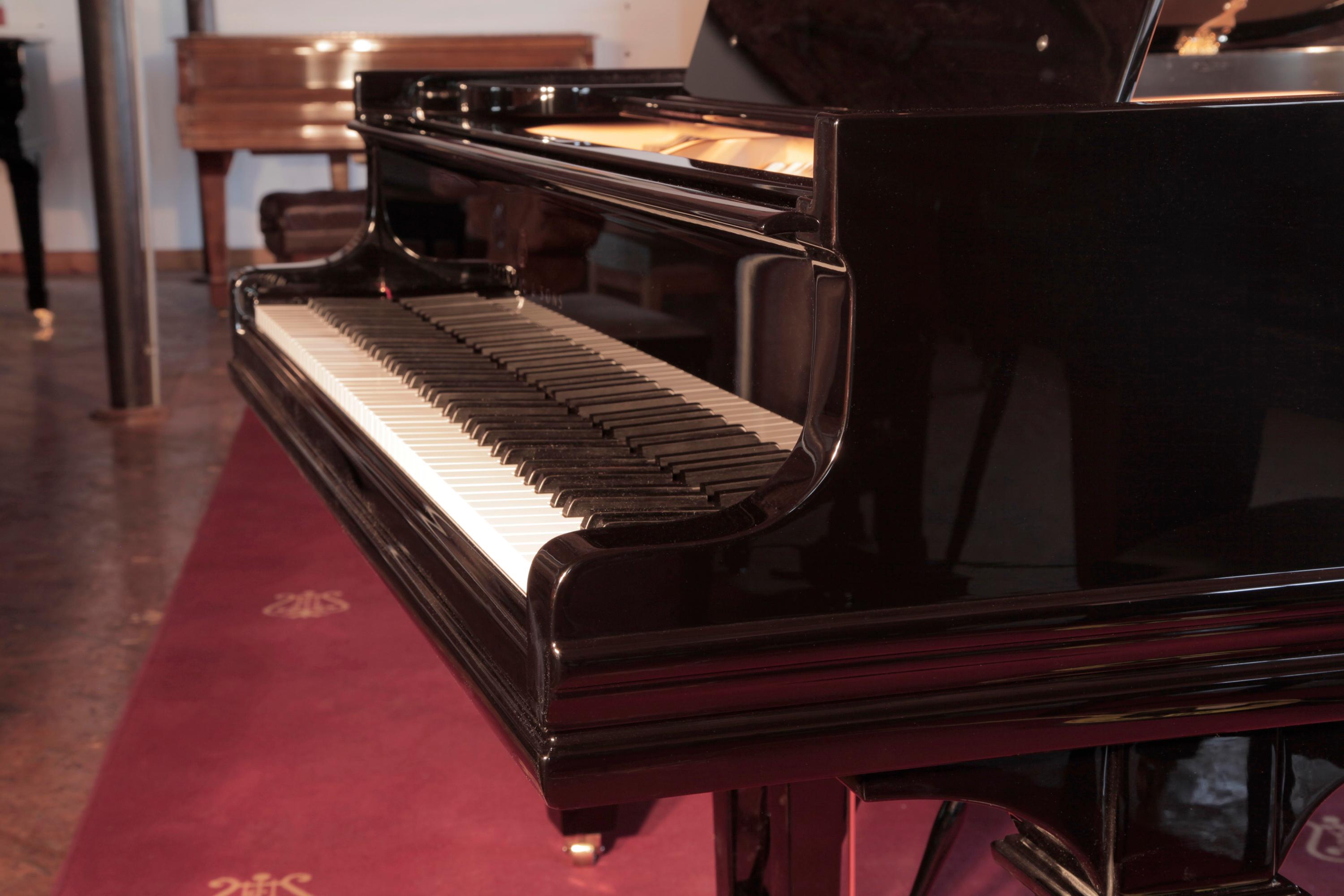 Brass Rebuilt Steinway Model O Grand Piano Black Gloss Cabinet Spade Legs For Sale
