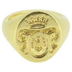 Rebus Coat of Arms Intaglio Signet Ring