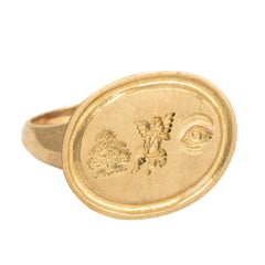 Rebus Puzzle "I Love You" Gold Signet Ring